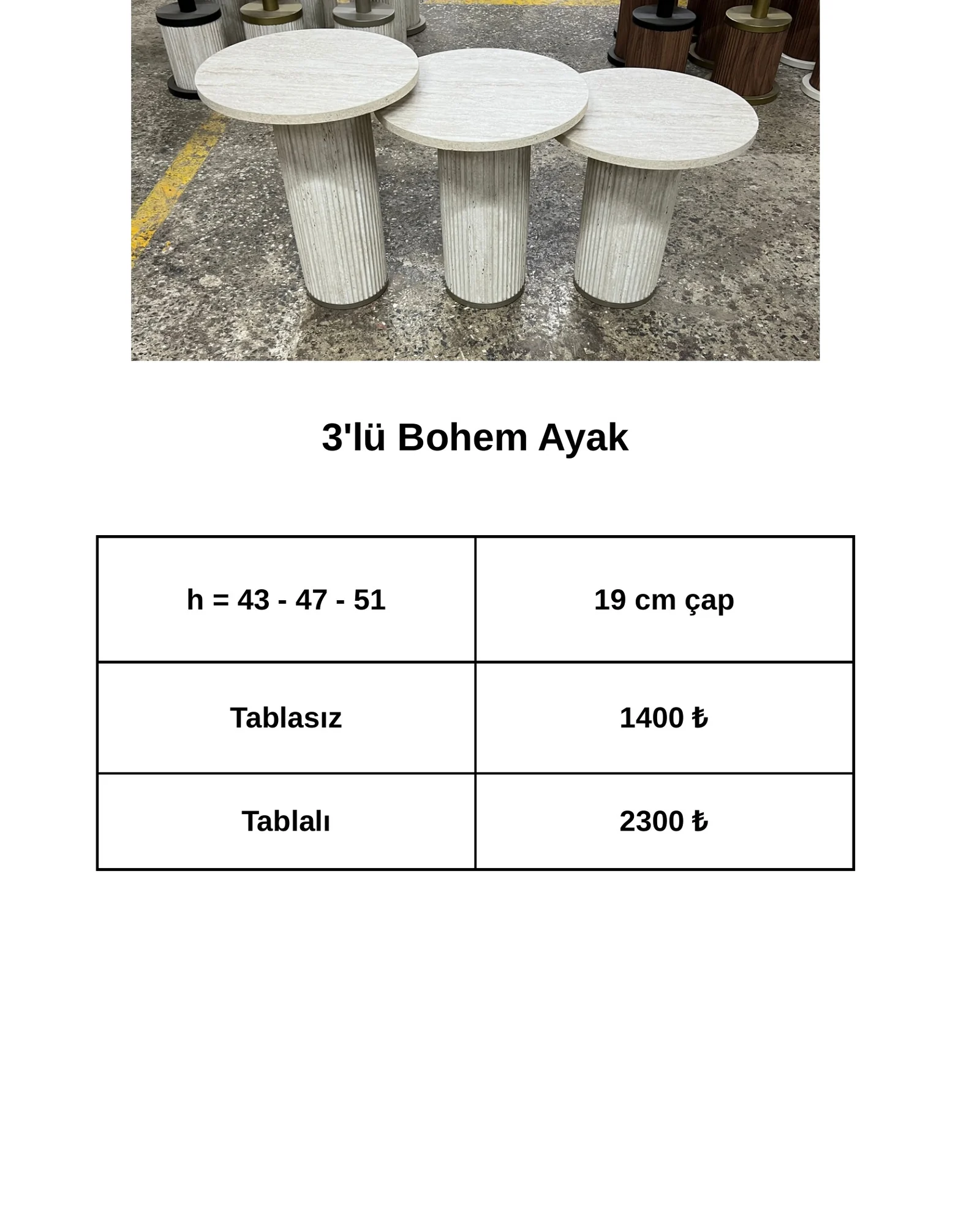 Bohem Set of 3 Table Legs