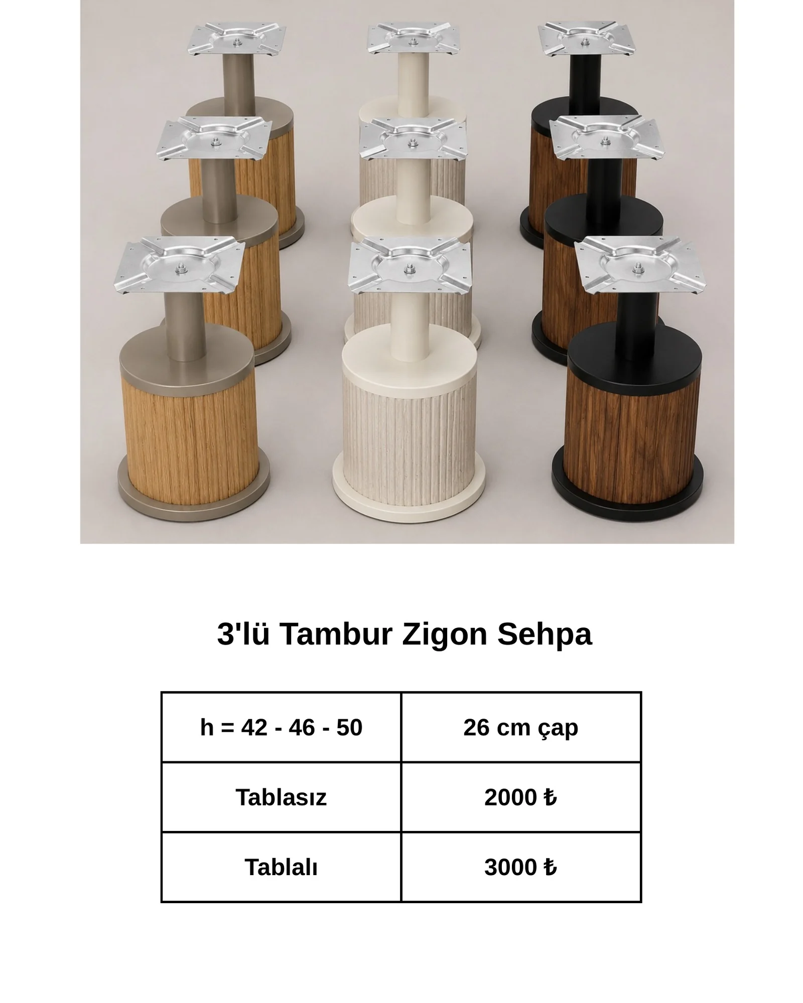 3'lü Tambur Zigon Sehpa